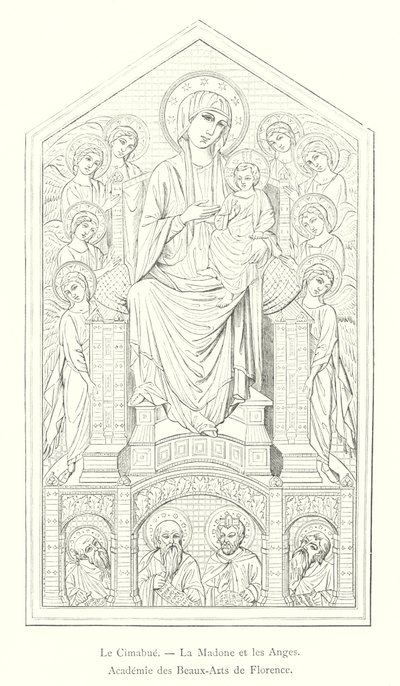 Le Cimabue, La Madone et les Anges, Academie des Beaux-Arts de Florence (engraving) بواسطة المدرسة الايطالية