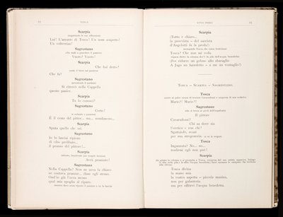 Libretto من Tosca بواسطة Giacomo Puccini ، Ricordi Edition ، إيطاليا بواسطة المدرسة الايطالية