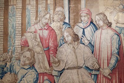 Lorenzo The Magnificent بين النحاتين والرسامين في Medici Garden في سان ماركو. نسيج 1516. جنوة. إيطاليا. بواسطة المدرسة الايطالية