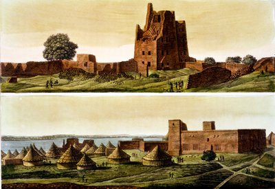 مصر السفلى أو السودان ، نهر النيل: أدناه ، قرية القربين ، 1820s-30s بواسطة المدرسة الايطالية