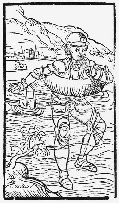 رجل بحلقة حياة من تاريخ الشعوب الشمالية بقلم Olaus Magnus (1490-1558) ، نُشر في روما ، 1555 بواسطة المدرسة الايطالية