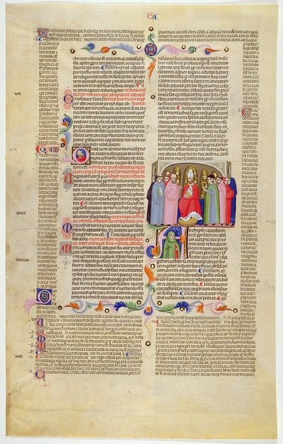قطع Marlay IT.10: ورقة مصغرة من Gratians Decretum تظهر رئيس الأساقفة المتوج بين رجال الدين والعلمانيين بواسطة المدرسة الايطالية