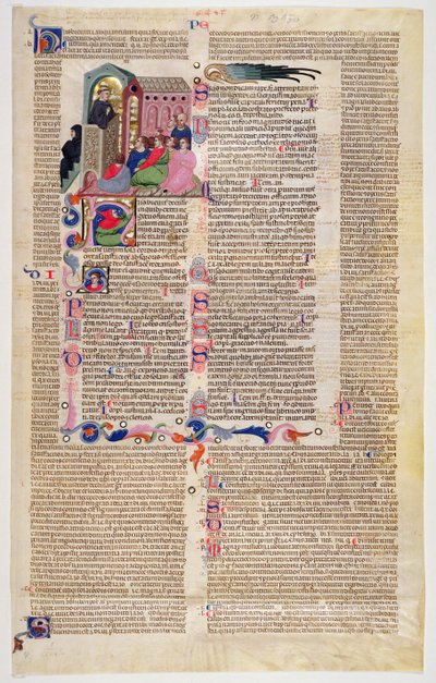 Marlay Cutting IT.11: ورقة مصغره من Gratians Decretum تظهر راهب يعظ لمجموعة من الرجال والنساء بواسطة المدرسة الايطالية