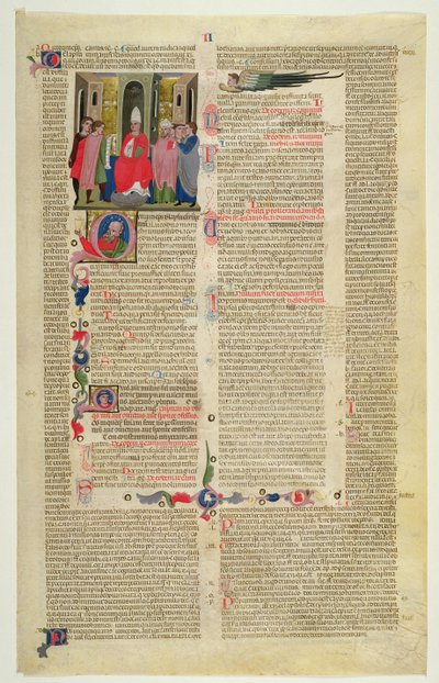Marlay Cutting IT.3: ورقة مصغر من Gratians Decretum تظهر حالة الأسقف المتهم بارتكاب خطيئة جسدية بواسطة المدرسة الايطالية