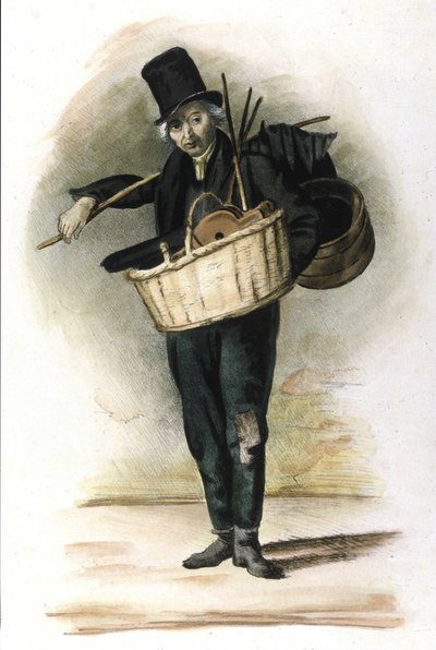 ميتيير ميلانيز: معمم مظلات ومظلات ومنفاخ. نقش لوكارنو من عام 1830. بواسطة المدرسة الايطالية