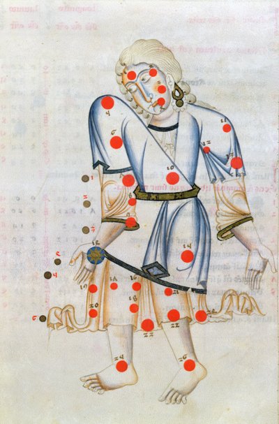 Ms.1036 كوكبة العذراء ، من Liber de stellis fixarum ، ترجمة لاتينية لكتاب النجوم الثابتة لعبر الرحمن الصوفي (903-986 م) بواسطة المدرسة الايطالية
