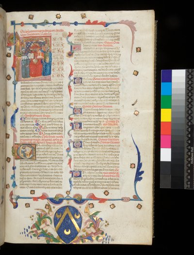 السيدة 390. سينيكا الأصغر ، الأوبرا ، وسينيكا الأكبر ، Excerpta responseiarum ، f.1r. صفحة افتتاحية تحتوي على حرف أول مؤرخ [L] يضم جيروم ، وسانت بول وسينيكا ، فينيتو بواسطة المدرسة الايطالية