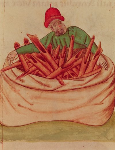 Ms Lat 993 L.9.28 Fol.36v Cinnamon Merchant ، من "Tractatus de Herbis" لديوسكوريدس (ورق) بواسطة المدرسة الايطالية