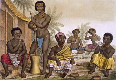 السكان الأصليون من قبيلة Muchicongo ، بالقرب من لواندا ، الكونغو ، المجلد الثاني ، 1820-30. بواسطة المدرسة الايطالية