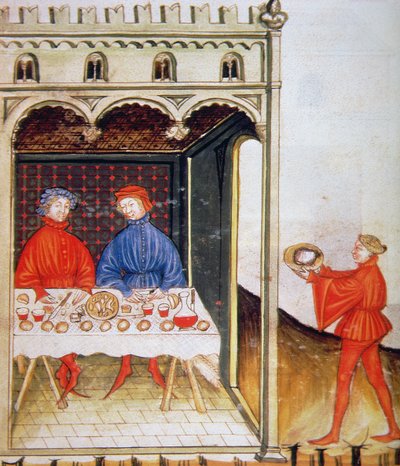 Nova 2644 Fol.53r تذوق القمح المسلوق ، من Tacuinum Sanitatis Codex Vindobonensis بواسطة المدرسة الايطالية