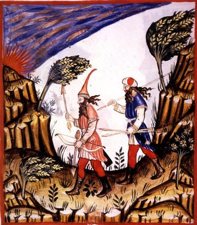 Nova 2644 fol.57v The West Wind ، من "Tacunum Sanitatis" (على ورق) بواسطة المدرسة الايطالية