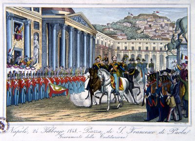 قسم الدستور الإيطالي ، بيازا دي سان فرانسيسكو دي باولا ، نابولي ، 24 فبراير 1848 بواسطة المدرسة الايطالية