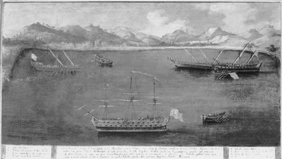 واحد من المآثر البحرية للبحارة الشهيرة ، ماتيو إيفانوفيتش دا دوبروتا ، c.1730 بواسطة المدرسة الايطالية