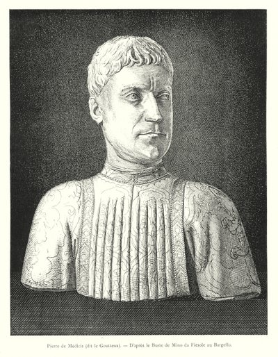 Pierre de Medicis ، المعروف باسم Goutteux ، من تمثال نصفي لـ Mino da Fiesole في Bargello (نقش) بواسطة المدرسة الايطالية