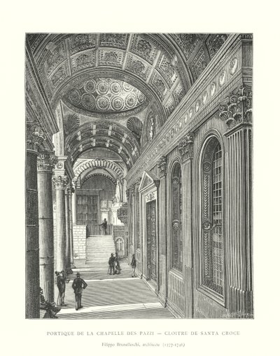 Portico of the Chapel of the Pazzi ، Cloitre de Santa Croce ، Filippo Brunelleschi ، مهندس معماري بواسطة المدرسة الايطالية