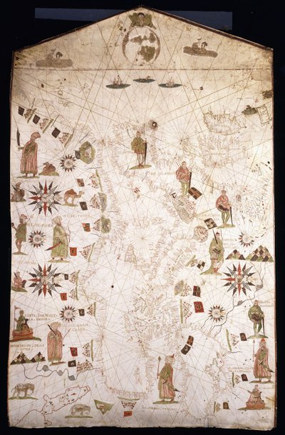 مخطط بورتولاني لمنطقة البحر الأبيض المتوسط وشمال أوروبا ، c.1575-1600 بواسطة المدرسة الايطالية