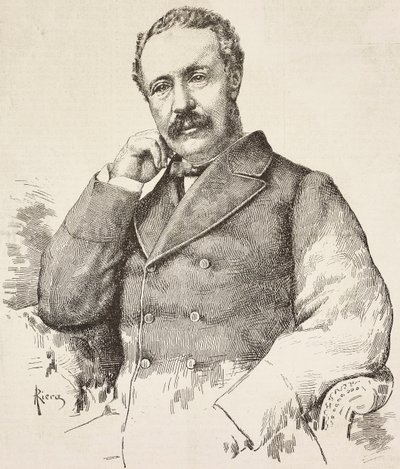 Portrait of Charles George Gordon, known as Gordon Pasha (1833-1885), British general, engraving from drawing by A Riera, from L