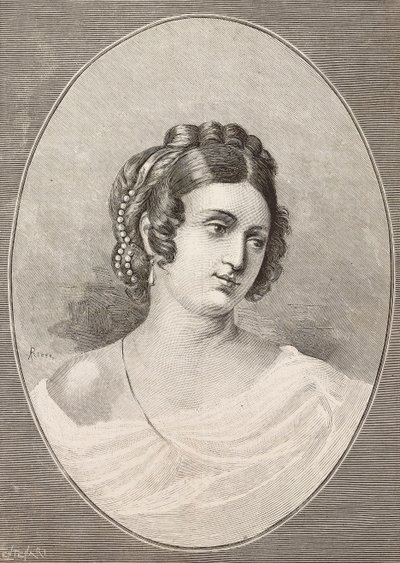 صورة لكوستانزا مونتي (1792-1840) ، شاعر إيطالي ، نقش بواسطة Centenari من L'Ill Illustration Italiana ، No 34 ، 24 August 1884 بواسطة المدرسة الايطالية