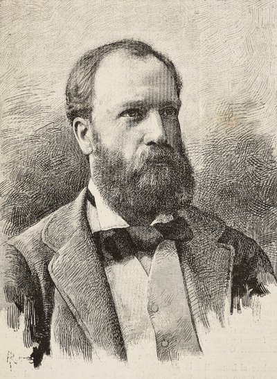 Portrait of Karl Hillebrand (1829-1884), German historian, engraving by Riera from photograph by Schemboche, from L
