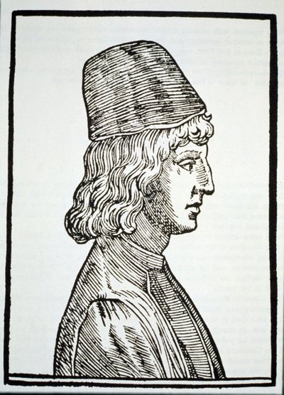 صورة لبيكو ديلا ميراندولا (1463-1494) ، من Delle Celeste Fisionomia بقلم جيوفاني باتيستا ديلا بورتا ، بادوا 1616 ، موضحة في تاريخ السحر ، نُشرت في أواخر القرن التاسع عشر بواسطة المدرسة الايطالية