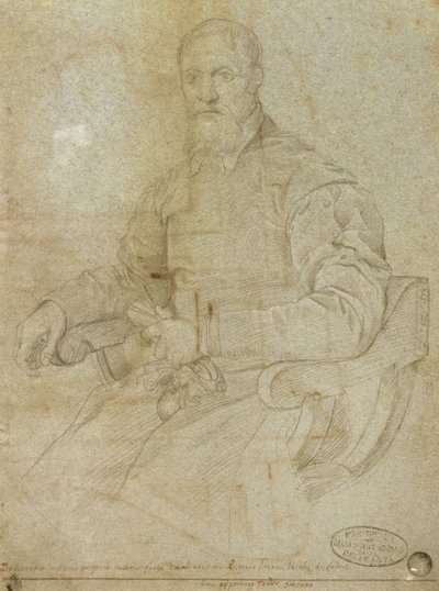 صورة لتيتيان (تيزيانو فيسيليو) (c.1485-1576) مدرسة رومانية (فحم على ورق) بواسطة المدرسة الايطالية