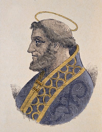 Portrait of the Pope Serge Ier (Sergius or Sergio I) (687-701) بواسطة المدرسة الايطالية