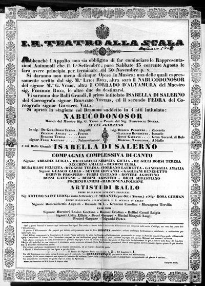 ملصق IR Teatro alla Scala ، "نابوكو" لجوزيبي فيردي بواسطة المدرسة الايطالية