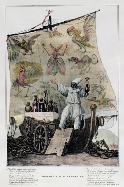 Pulcinella returning from Moon بواسطة المدرسة الايطالية