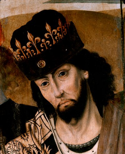 تمثيل روبرت الأول ملك أنجو (1278-1343) ملك صقلية وزعيم حزب Guelf. لوحة لمدرسة نابولي. نهاية القرن الخامس عشر. نابولي ، متحف ناسيونالي دي كابوديمونتي بواسطة المدرسة الايطالية