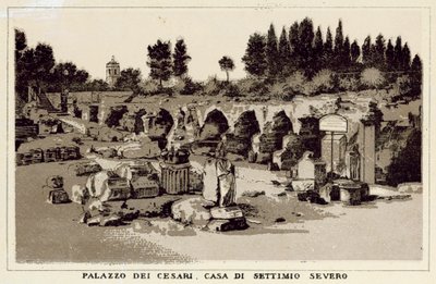 روما: Palazzo Dei Cesari ، House of Septimius Severus (litho) بواسطة المدرسة الايطالية