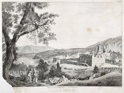 أطلال سوريانو كالابرو والمعبد ، كالابريا ، 1783 بواسطة المدرسة الايطالية