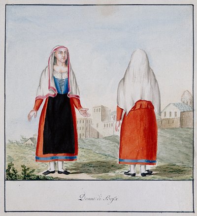 أزياء بوسا سردينيا ، طبعت ms.258 ، مجموعة لوزيتي بواسطة المدرسة الايطالية