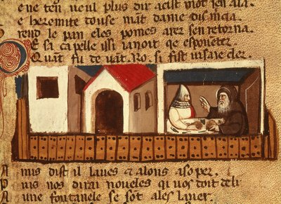 طلب اللجوء في دير ، من Codex Entree dEspagne بواسطة المدرسة الايطالية