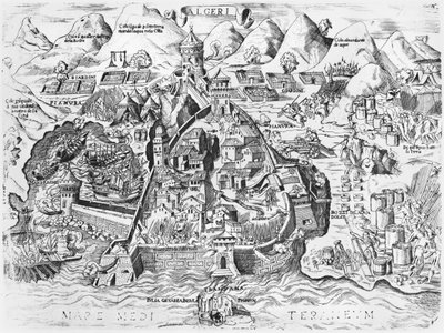 حصار الجزائر من قبل تشارلز الخامس (1500-58) عام 1541 بواسطة المدرسة الايطالية