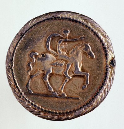 عملة فضية (رأس كبير) من فيرارا (فيرارا): عهد الدوق إركول الأول ديستي (هرقل الأول ديستي) (1471-1505). بقطر 3 سم روما ، متحف المدى الوطني بواسطة المدرسة الايطالية