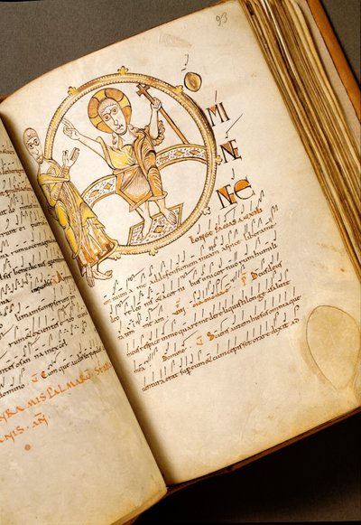 Singing page with neumes Manuscript from the Bolognese school. (MS.123-Folio 93r) 11th century Rome, Biblioteca Angelica بواسطة المدرسة الايطالية