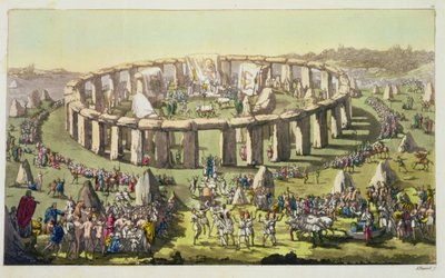 ستونهنج ، أو معبد دائري للكهنة ، اللوحة 19 من تاريخ الأمم (aquatint) بواسطة المدرسة الايطالية