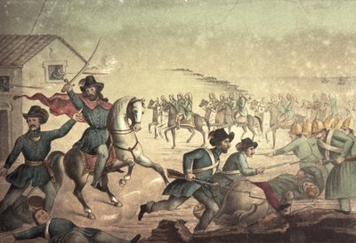 معركة سانت أنطونيو، أوروغواي، عام 1846 (صورة ملونة) بواسطة المدرسة الايطالية