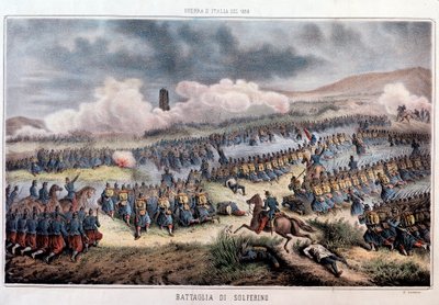 معركة سولفرينو ، 24/06/1859 (طباعة بواسطة المدرسة الايطالية