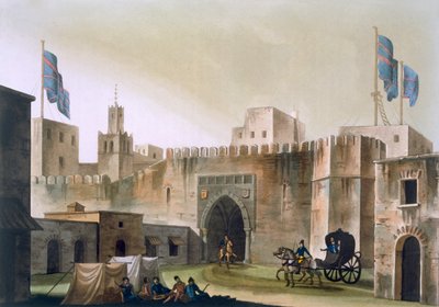 باب كار ، بوابة إلى تونس ، مع الأوروبيين في أزعج تجرها الخيول ، 1820s-30s بواسطة المدرسة الايطالية