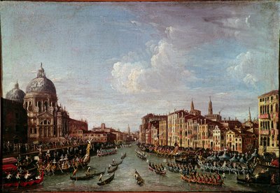 The Bucentaurus (Bucentoro) إلى San Nicolo a Venice من المحتمل أن يكون Doge Alvise IV Mocenigo (1763-1778) خلال احتفالات الصعود. لوحة مجهولة من القرن الثامن عشر. البندقية ، متحف كورير بواسطة المدرسة الايطالية