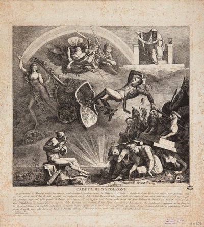 سقوط نابليون - كارتون سقوط إيطاليا ، 1814 بواسطة المدرسة الايطالية
