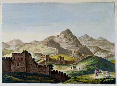 سور الصين العظيم ، من Le Costume Ancien et Moderne by Jules Ferrario ، محفور بواسطة Gaetano Zancon (1771-1816) c.1820 بواسطة المدرسة الايطالية