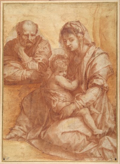 The Holy Family resting, after Andrea del Sarto (red cahlk on white paper) بواسطة المدرسة الايطالية