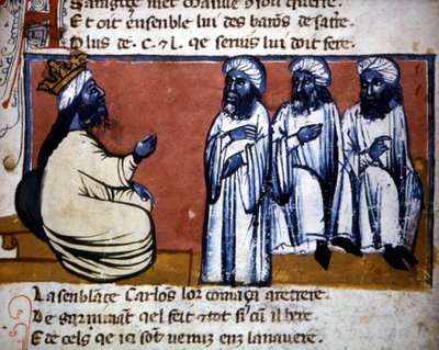 آخر ملوك العرب في غرناطة ، صورة من "L" Entrée d "Espagne" ، ص 1320 بواسطة المدرسة الايطالية
