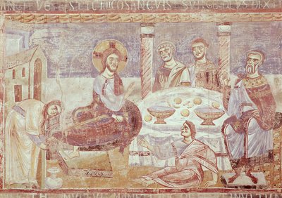 الوجبة في بيت سيمون الفريسي ، مدرسة مونتي كاسينو ، c.1087 بواسطة المدرسة الايطالية