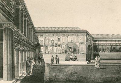 حمامات Stabian - The Court-Yard of Stuccoes كما كانت (الحفر) بواسطة المدرسة الايطالية
