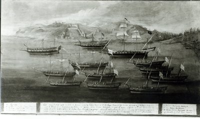 الأسطول الفينيسي بقيادة الكابتن إيفانوفيتش دا دابروتا ضد القراصنة الأتراك في Durazzo 1756 بواسطة المدرسة الايطالية