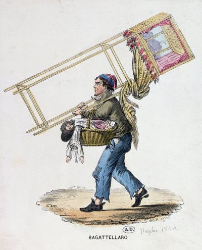 The Wandering Puppeteer ، c.1840 بواسطة المدرسة الايطالية