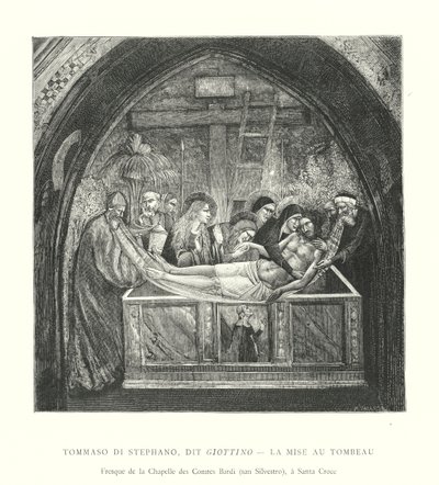 Tommaso di Stephano ، dit Giottino ، La Mise au Tombeau ، Fresco de la Chapelle des Comtes Bardi ، سان سيلفسترو ، سانتا كروتش (نقش) بواسطة المدرسة الايطالية
